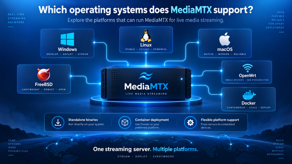Which operating systems does MediaMTX support?